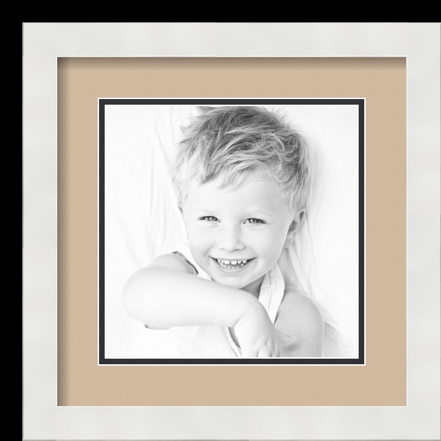 ArtToFrames Matted 13x13 White Picture Frame with 2" Double Mat, 9x9 Opening