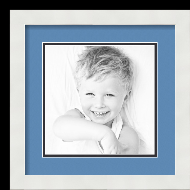 ArtToFrames Matted 13x13 White Picture Frame with 2" Double Mat, 9x9 Opening