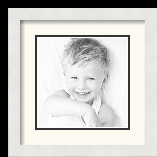 ArtToFrames Matted 13x13 White Picture Frame with 2" Double Mat, 9x9 Opening