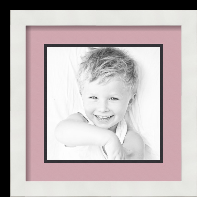 ArtToFrames Matted 13x13 White Picture Frame with 2" Double Mat, 9x9 Opening