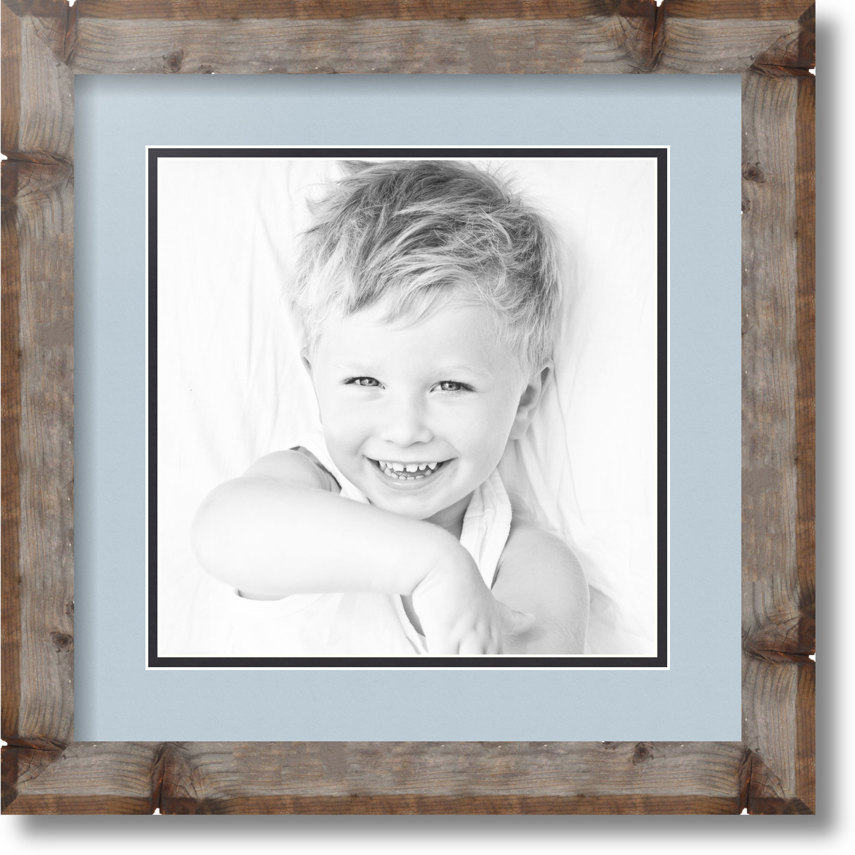 10x10 Opening ArtToFrames Matted 14x14 Black Picture Frame with 2" Double Mat 