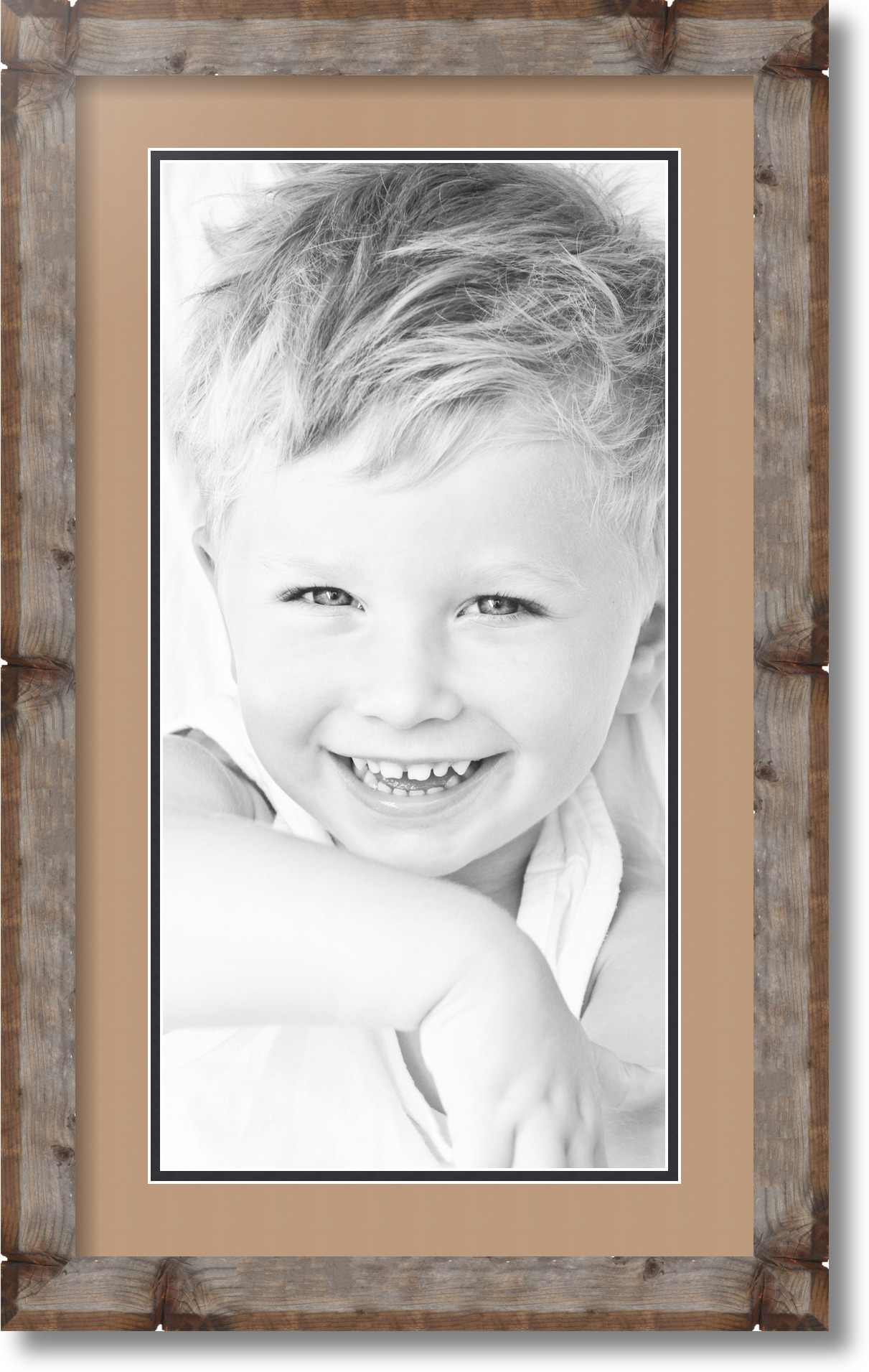 ArtToFrames Matted 14x24 Natural Picture Frame with 2" Double Mat, 10x20 Opening