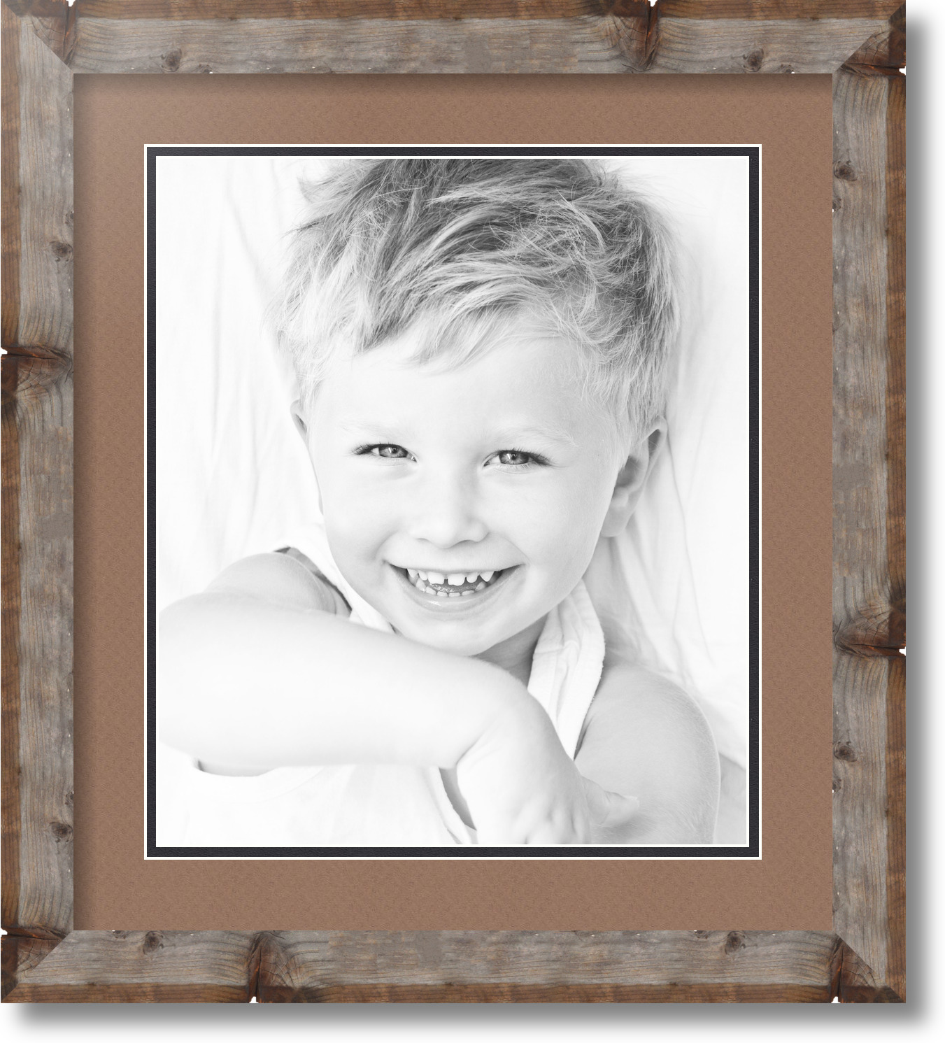 ArtToFrames Matted 16x18 Natural Picture Frame with 2" Double Mat, 12x14 Opening