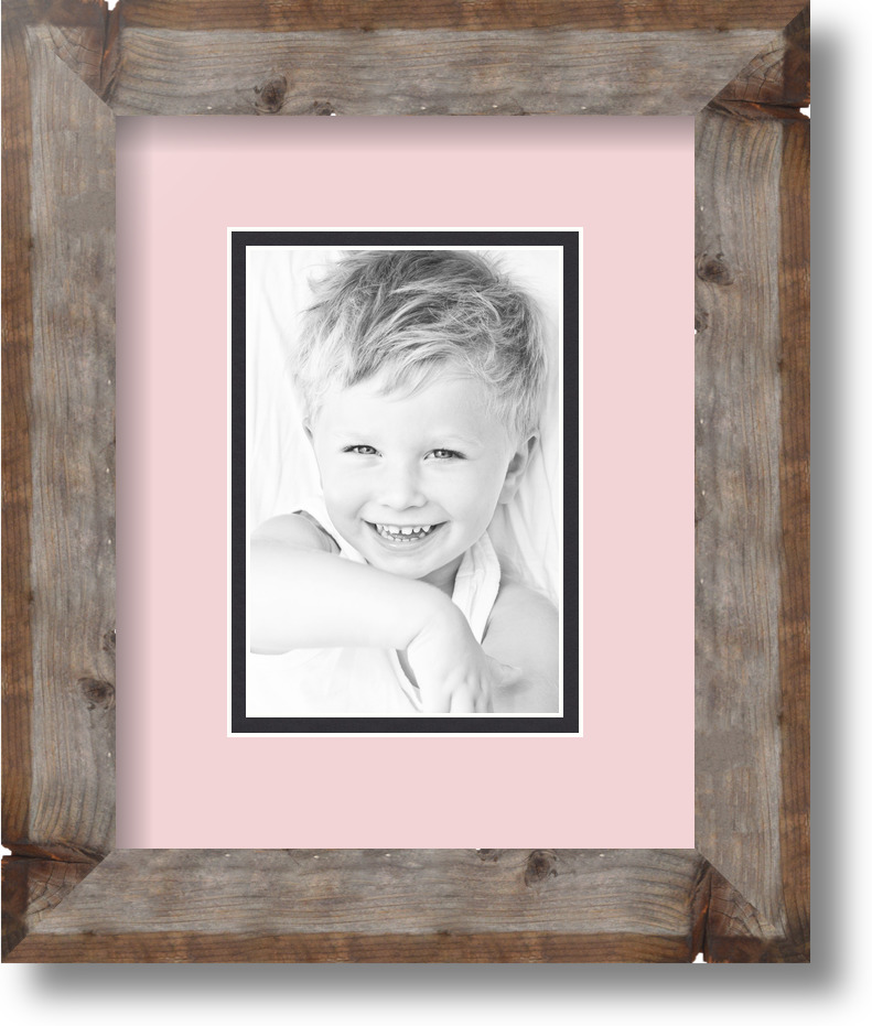 ArtToFrames Matted 8x10 Natural Picture Frame with 2" Double Mat, 4x6 Opening