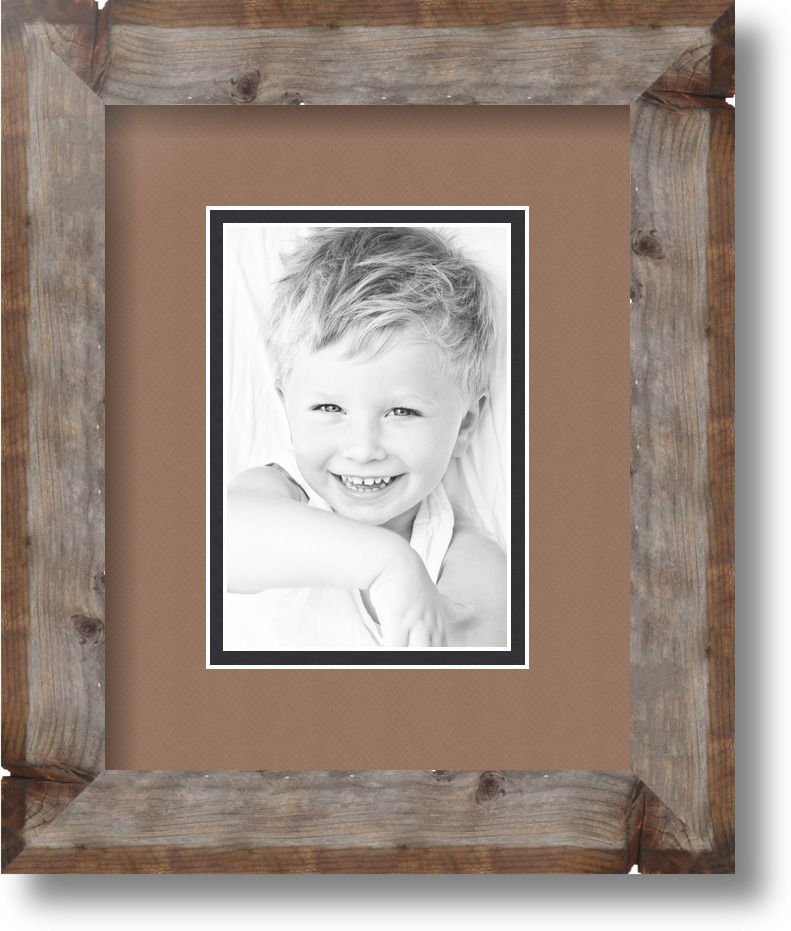 ArtToFrames Matted 8x10 Natural Picture Frame with 2" Double Mat, 4x6 Opening