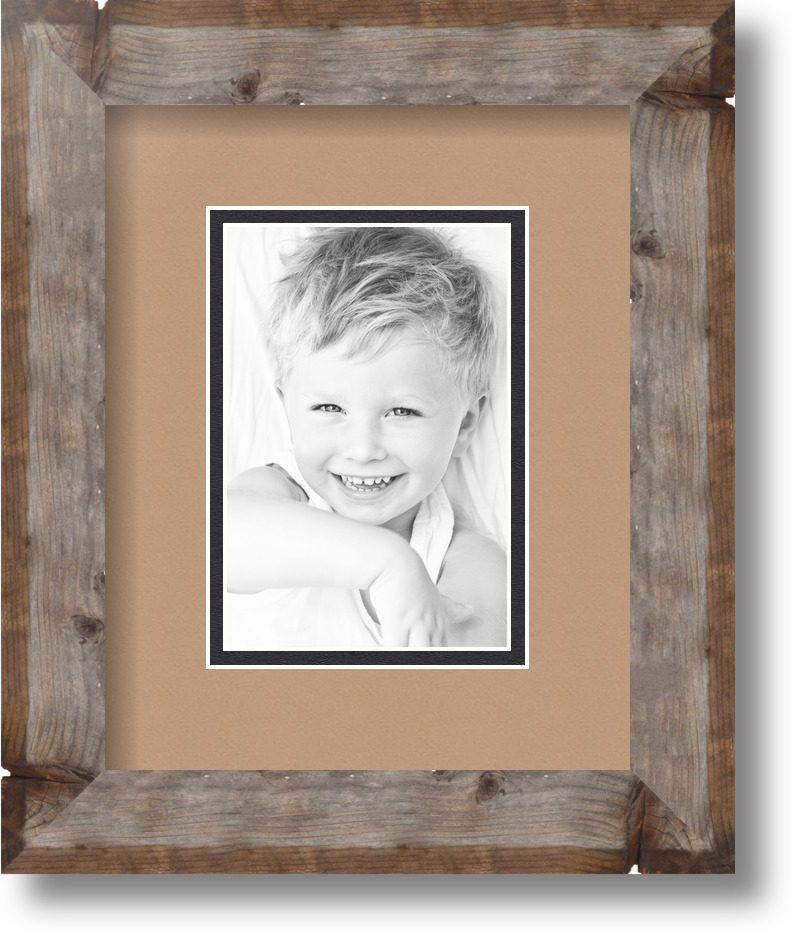 ArtToFrames Matted 8x10 Natural Picture Frame with 2" Double Mat, 4x6 Opening