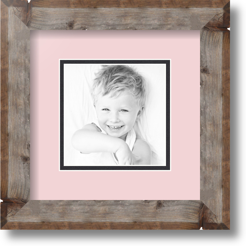 ArtToFrames Matted 9x9 Natural Picture Frame with 2" Double Mat, 5x5 Opening