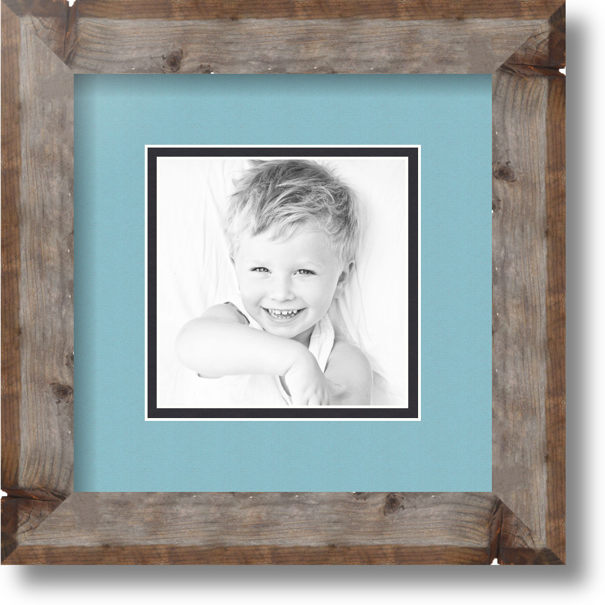 ArtToFrames Matted 9x9 Natural Picture Frame with 2" Double Mat, 5x5 Opening