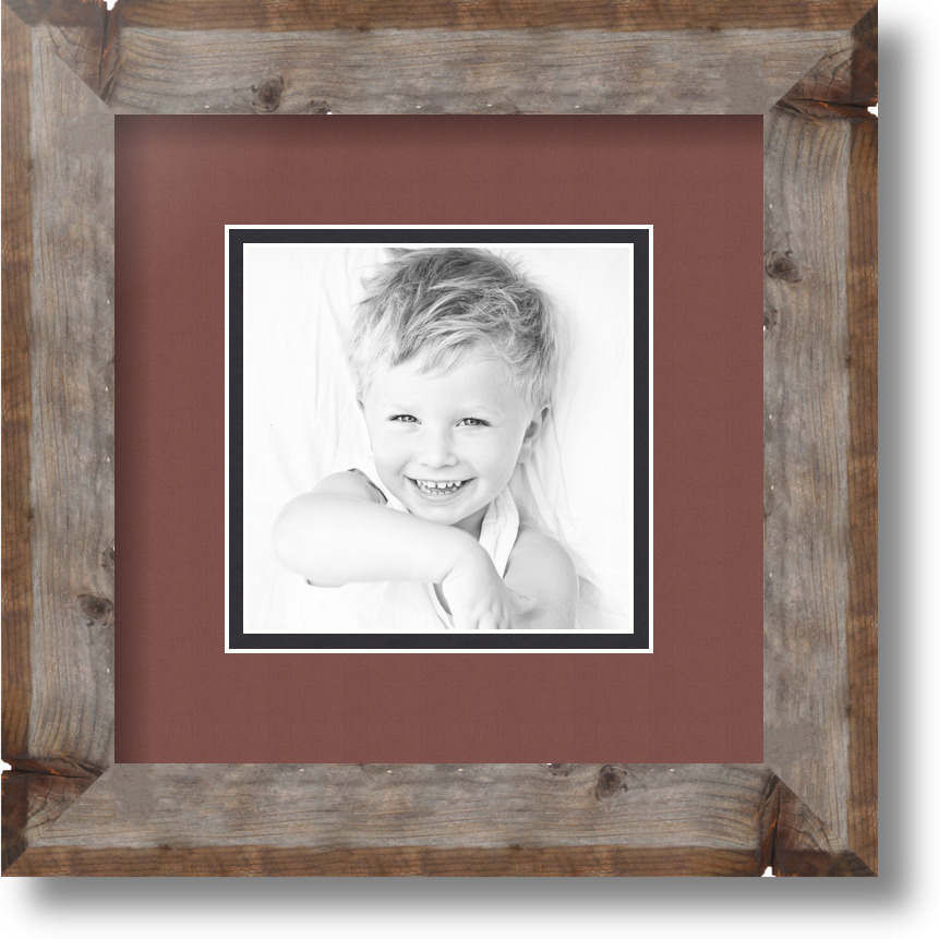 ArtToFrames Matted 9x9 Natural Picture Frame with 2" Double Mat, 5x5 Opening