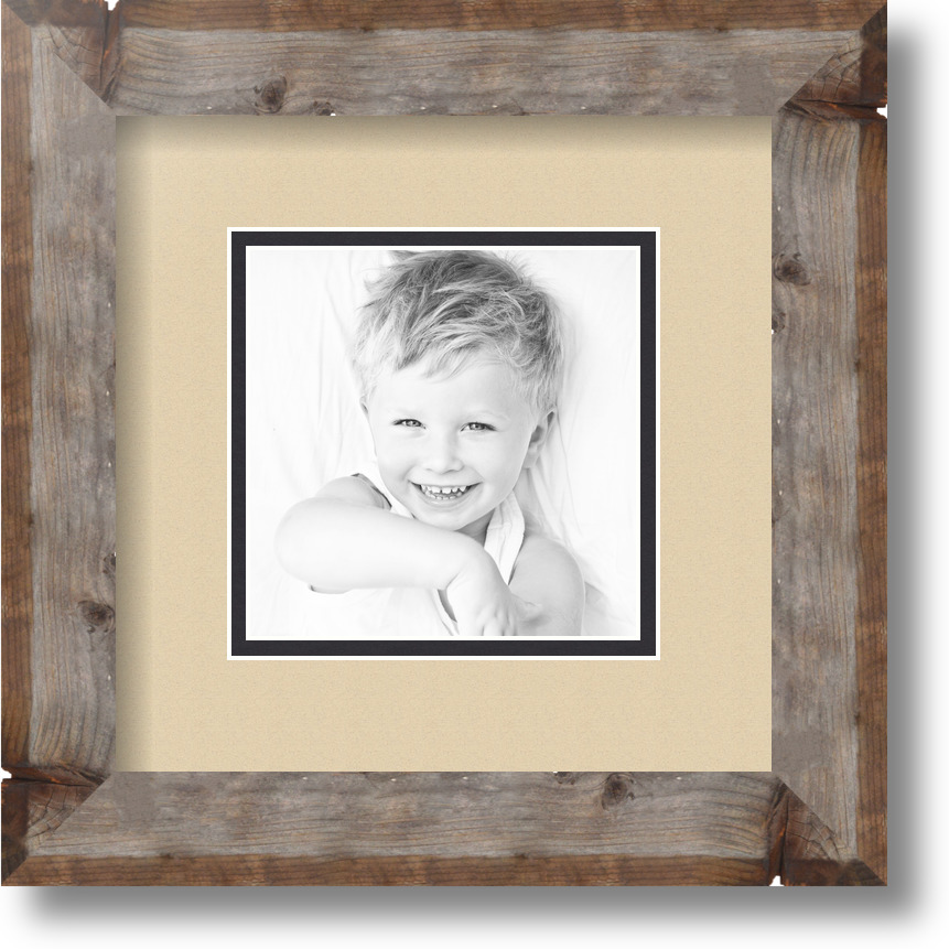 ArtToFrames Matted 9x9 Natural Picture Frame with 2" Double Mat, 5x5 Opening