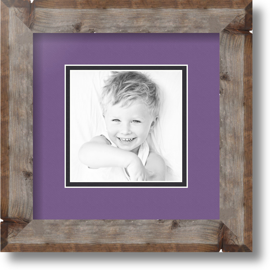 ArtToFrames Matted 9x9 Natural Picture Frame with 2" Double Mat, 5x5 Opening