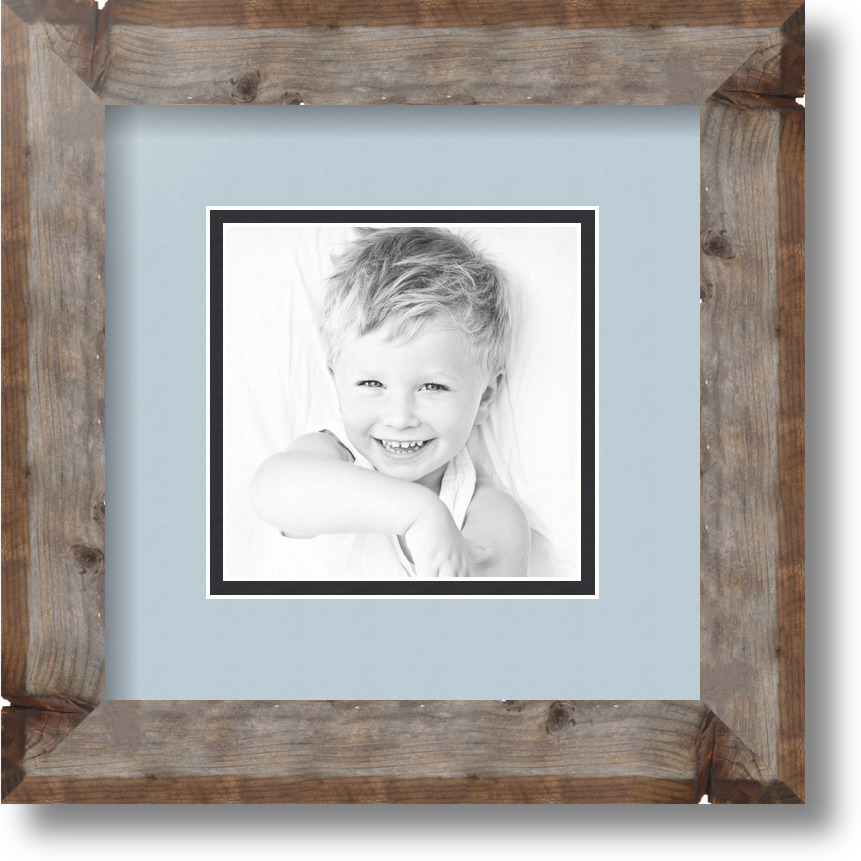 ArtToFrames Matted 9x9 Natural Picture Frame with 2" Double Mat, 5x5 Opening