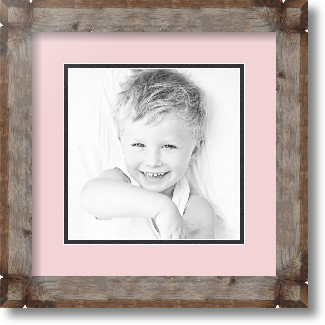 ArtToFrames Matted 12x12 Natural Picture Frame with 2" Double Mat, 8x8 Opening