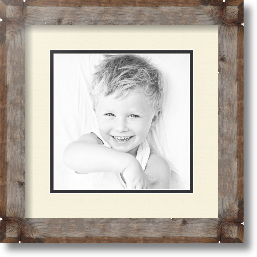 ArtToFrames Matted 12x12 Natural Picture Frame with 2" Double Mat, 8x8 Opening