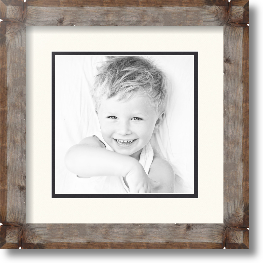 ArtToFrames Matted 12x12 Natural Picture Frame with 2" Double Mat, 8x8 Opening