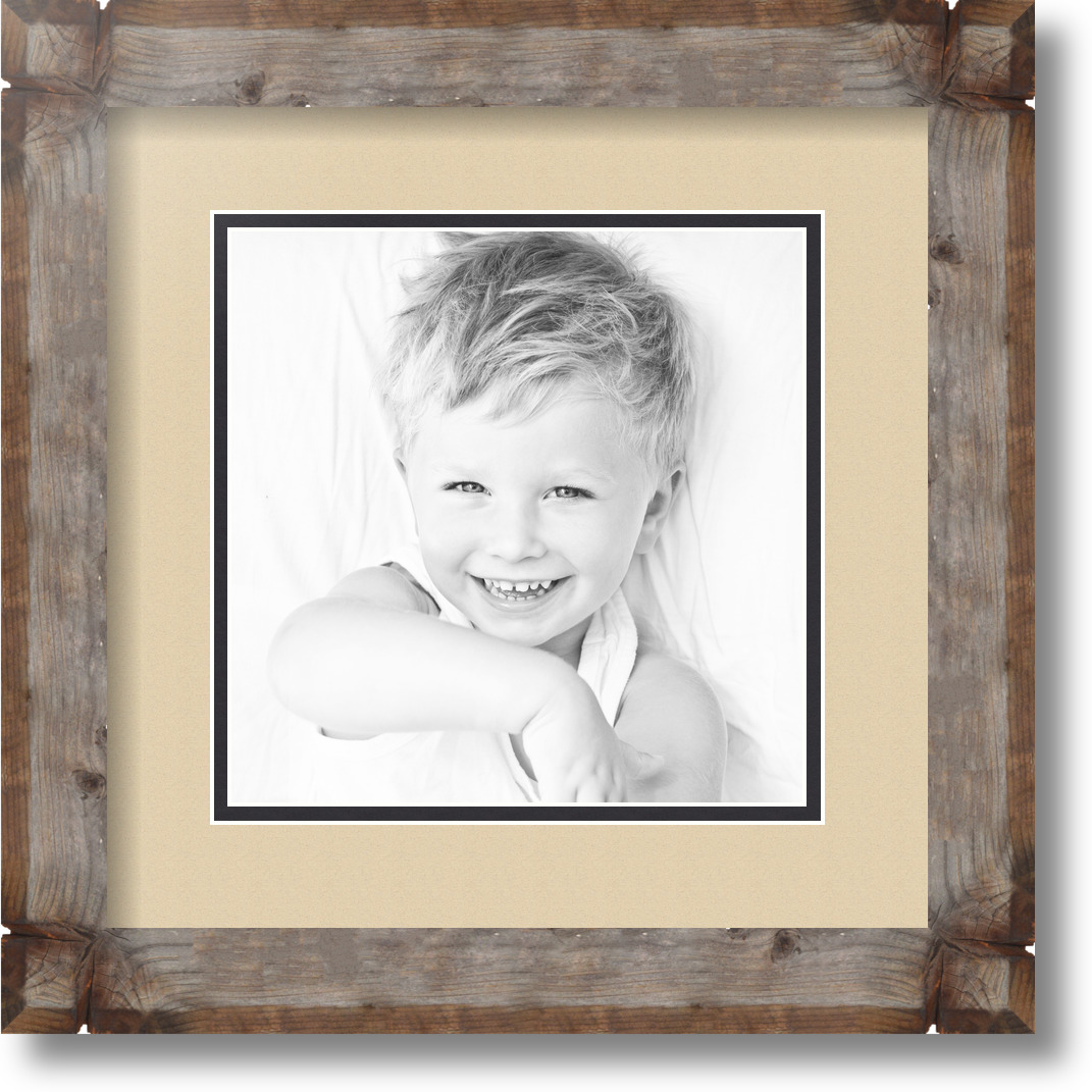 ArtToFrames Matted 12x12 Natural Picture Frame with 2" Double Mat, 8x8 Opening