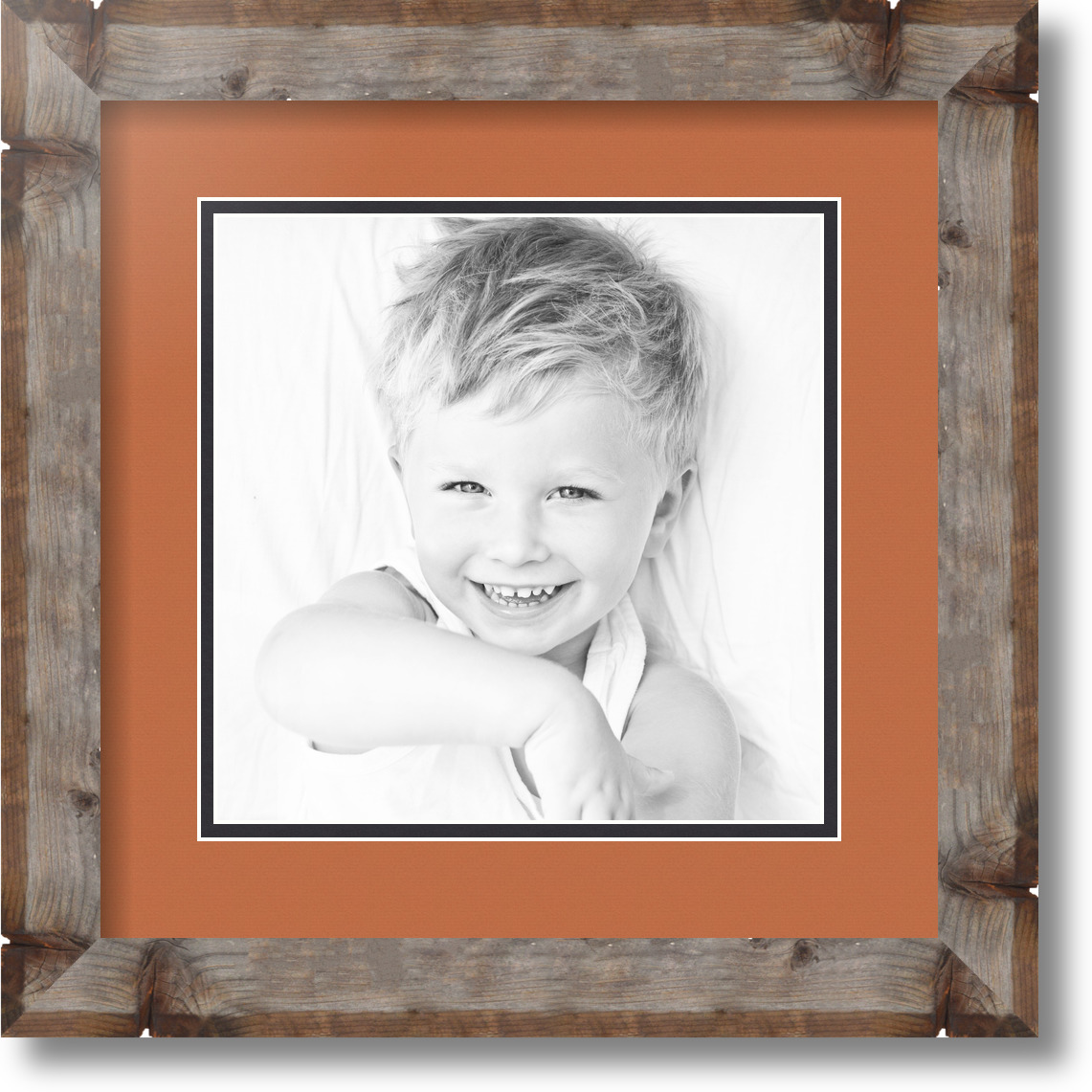 ArtToFrames Matted 13x13 Natural Picture Frame with 2" Double Mat, 9x9 Opening