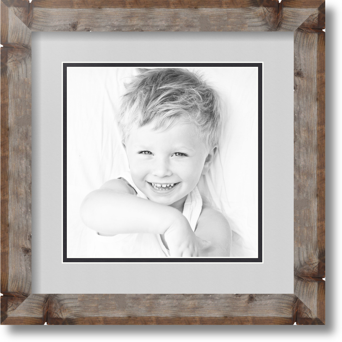 ArtToFrames Matted 13x13 Natural Picture Frame with 2" Double Mat, 9x9 Opening