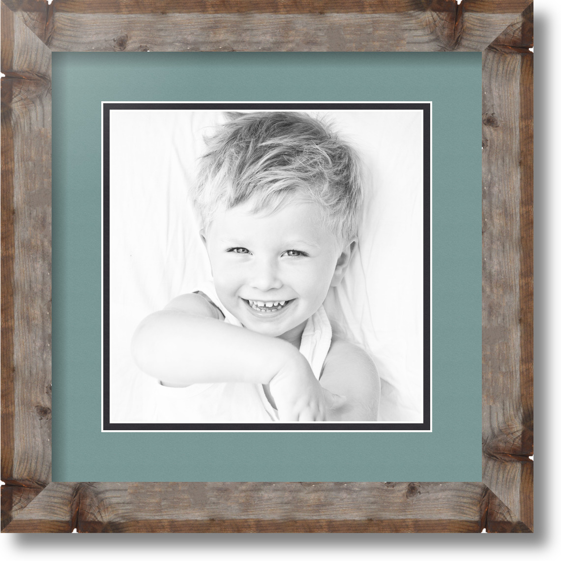 ArtToFrames Matted 13x13 Natural Picture Frame with 2" Double Mat, 9x9 Opening