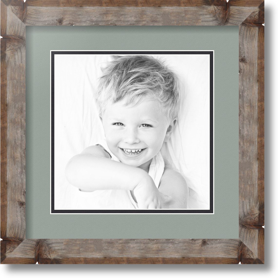 ArtToFrames Matted 13x13 Natural Picture Frame with 2" Double Mat, 9x9 Opening