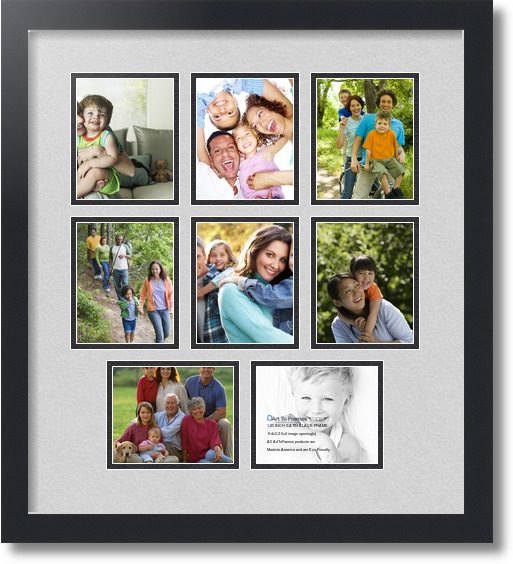 18x20 Satin Black collage picture frame 8 opening Candlewick and Black mat