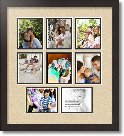 18x20 Coffee collage picture frame 8 opening Seaside and Black mat