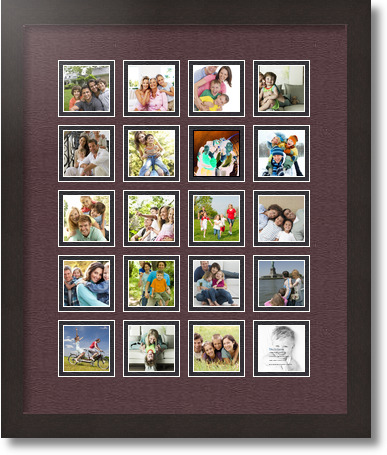16x19.25 Coffee collage picture frame 20 opening Mahogany and Black mat