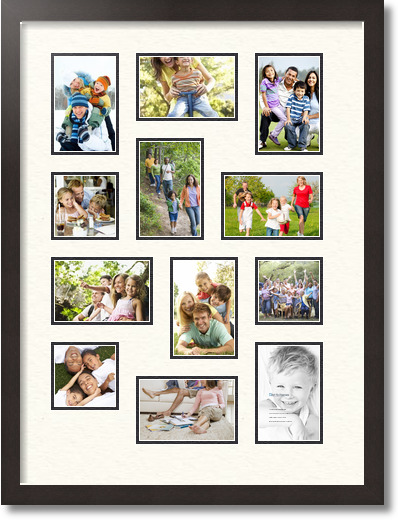 20x27 Coffee collage picture frame 12 opening Chantilly and Black mat