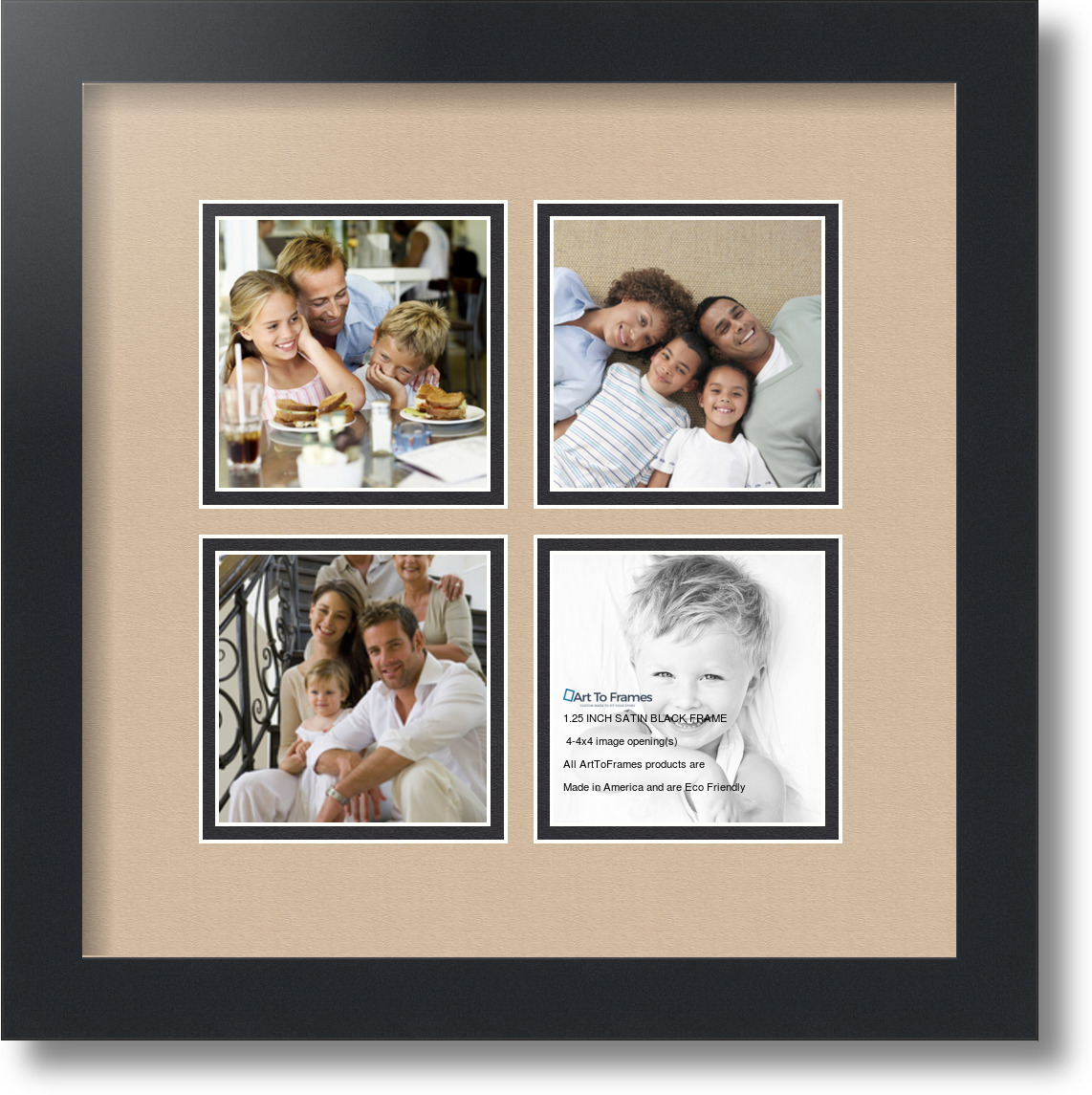 Arttoframes collage mat picture photo frame 4 4x4 openings in satin