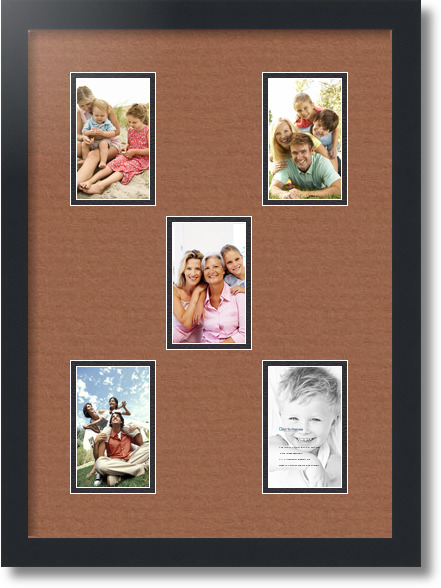 15x21 Satin Black collage picture frame 5 opening Paloma and Black mat