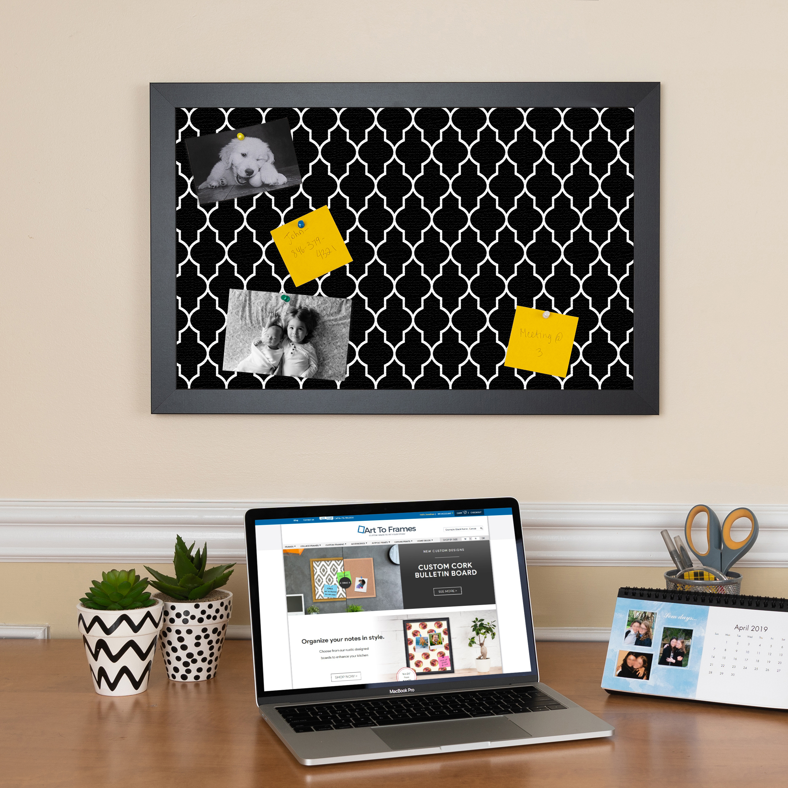 ArtToFrames Custom Cork Bulletin Board Quatrefoil Framed in Satin Black - Picture 2 of 91