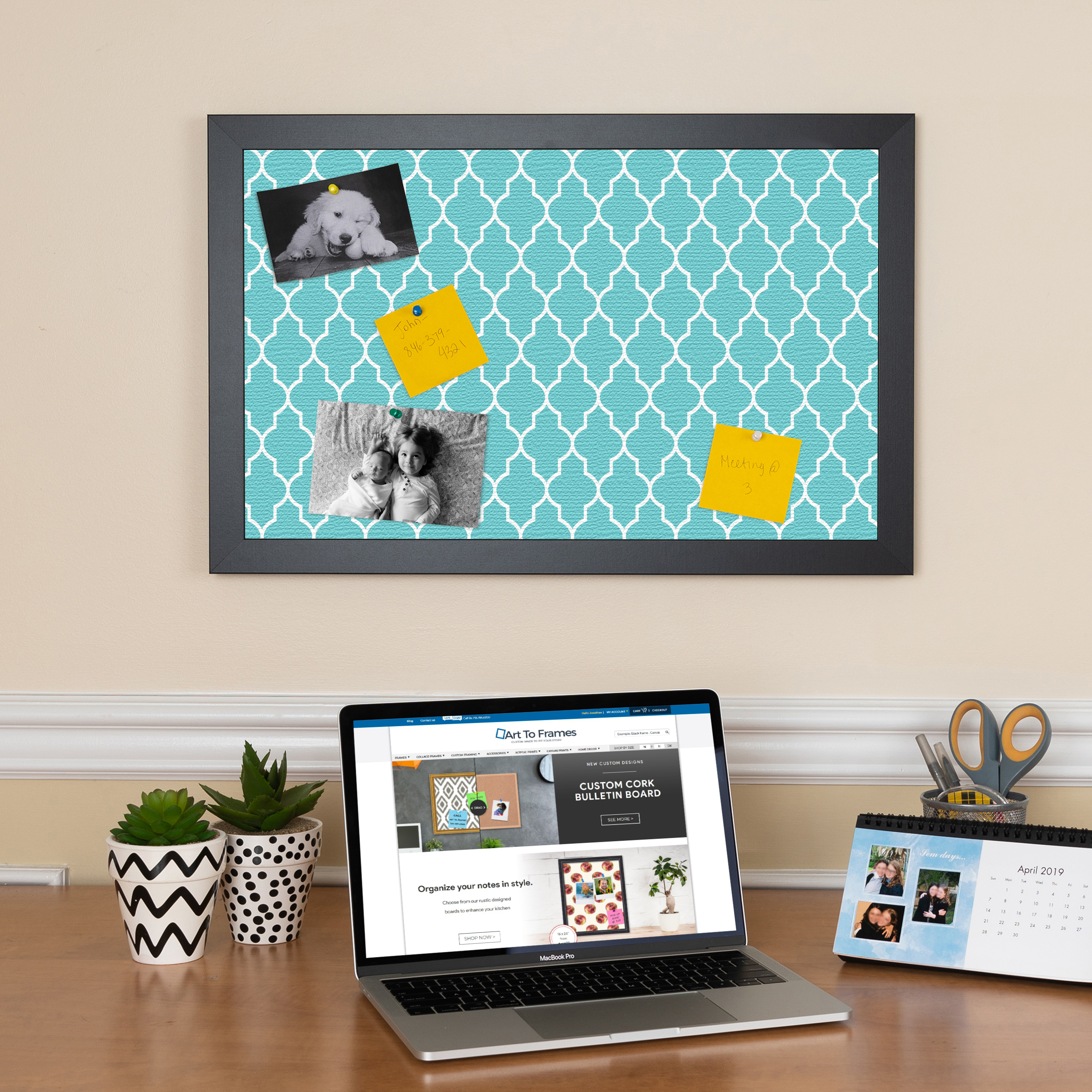 ArtToFrames Custom Cork Bulletin Board Quatrefoil Framed in Satin Black - Picture 12 of 91