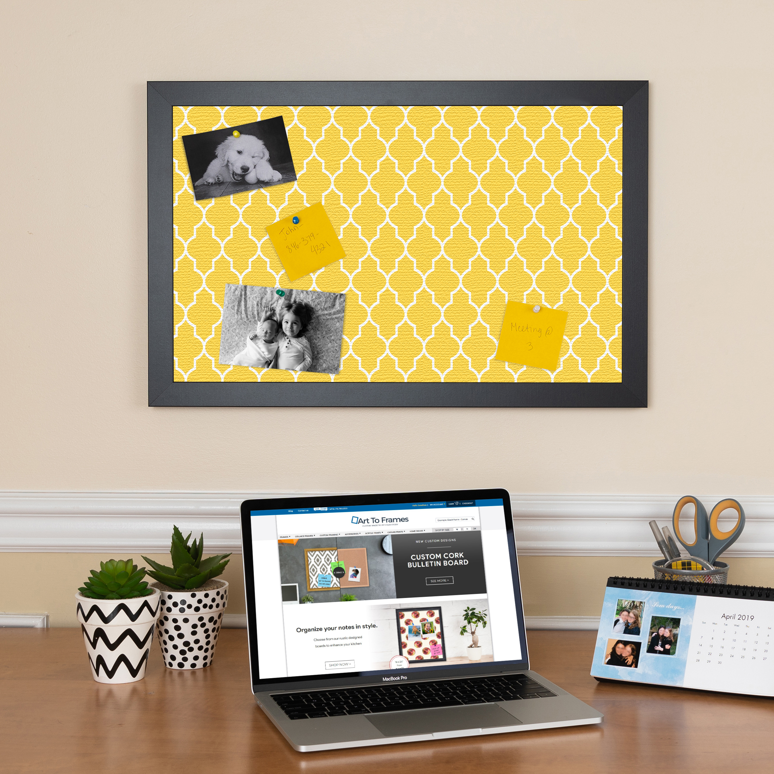 ArtToFrames Custom Cork Bulletin Board Quatrefoil Framed in Satin Black - Picture 19 of 91