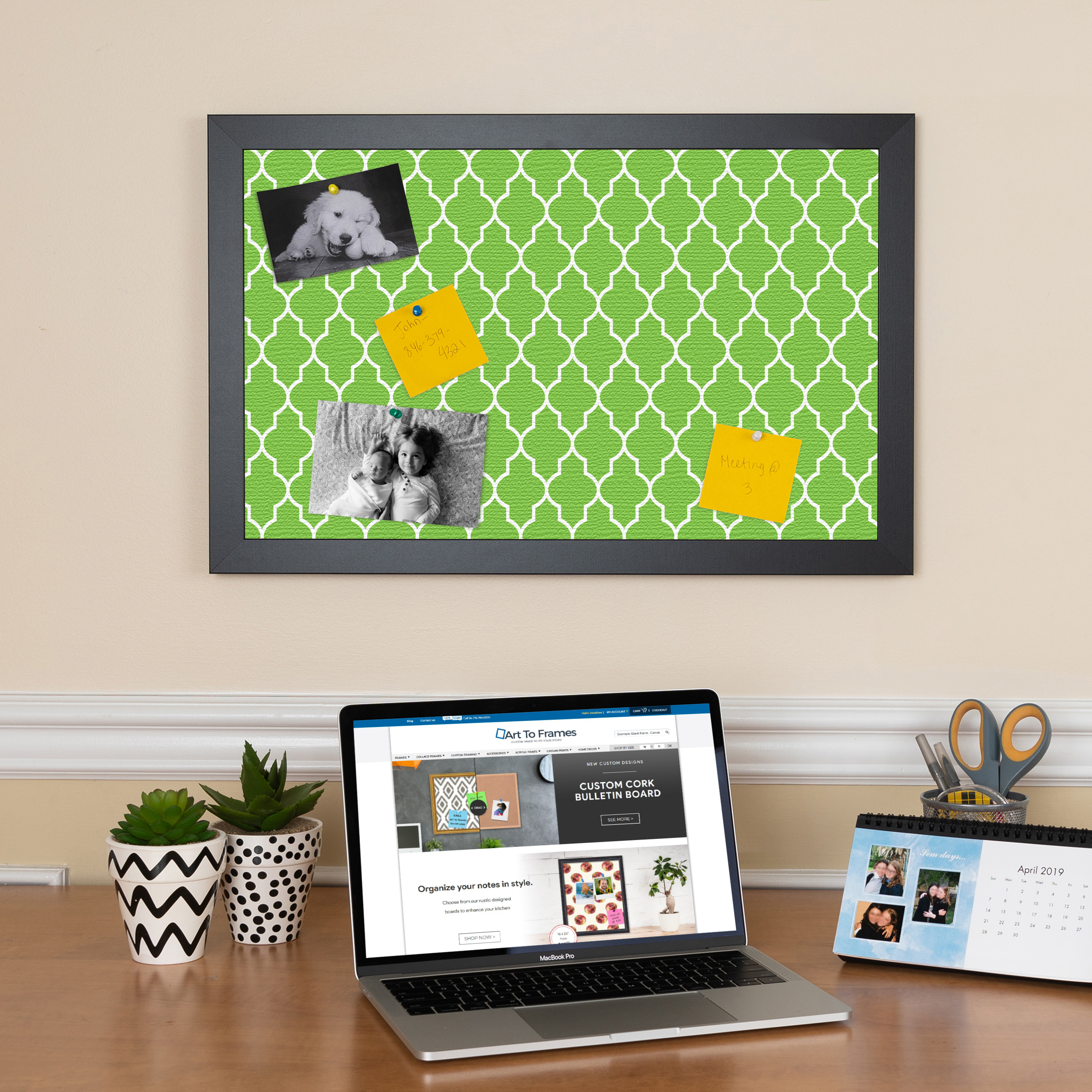 ArtToFrames Custom Cork Bulletin Board Quatrefoil Framed in Satin Black - Picture 25 of 91