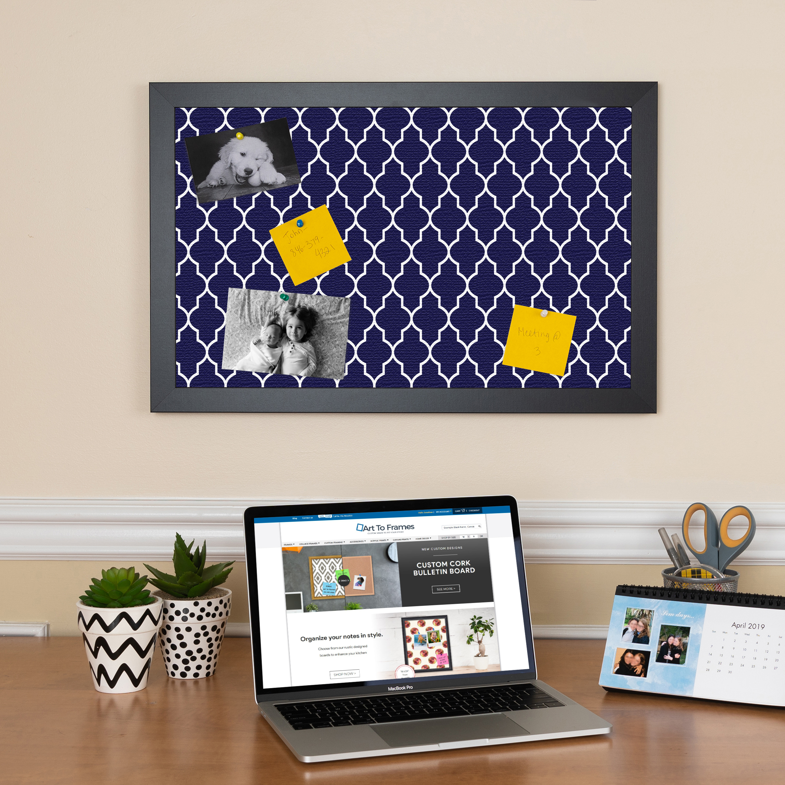 ArtToFrames Custom Cork Bulletin Board Quatrefoil Framed in Satin Black - Picture 46 of 91