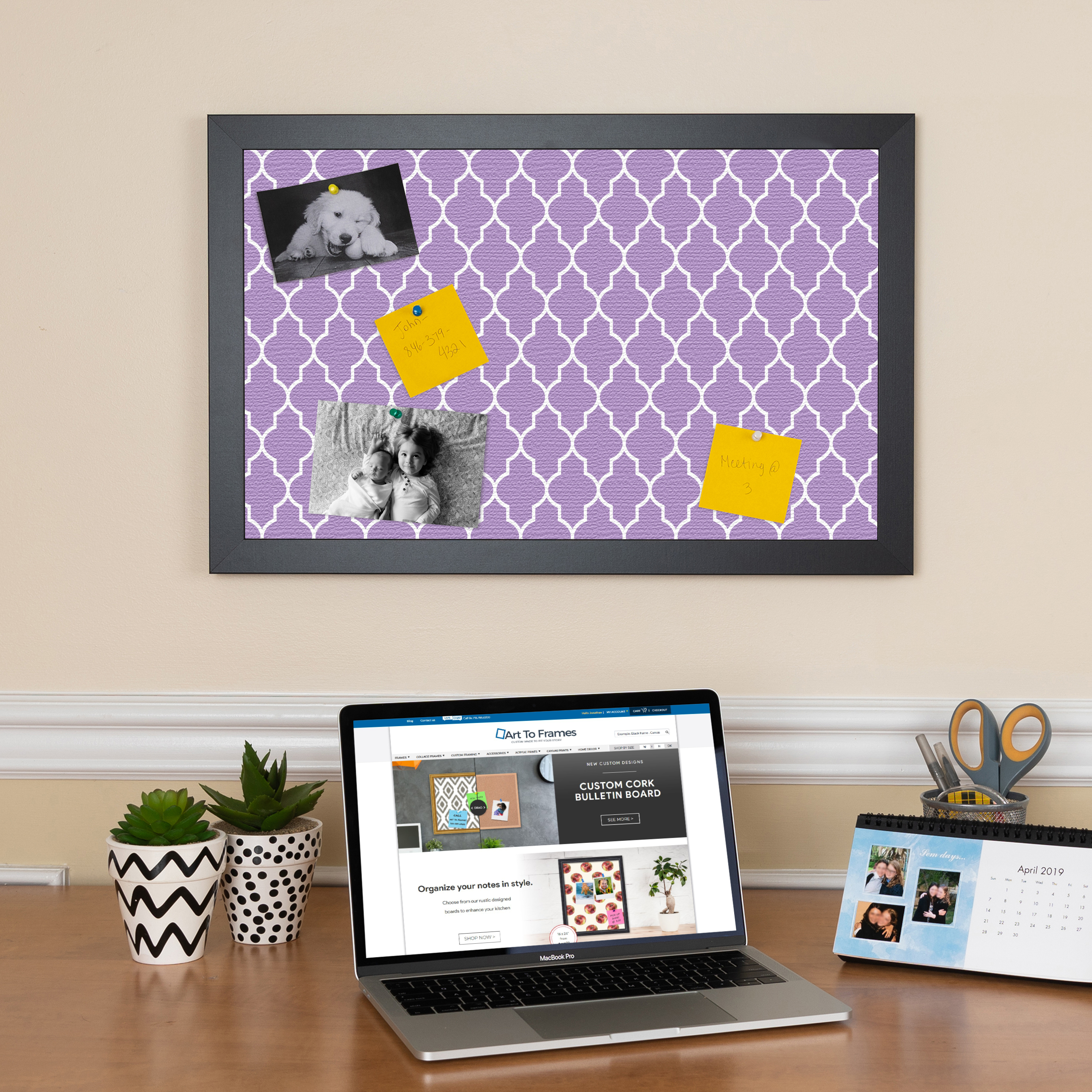 ArtToFrames Custom Cork Bulletin Board Quatrefoil Framed in Satin Black - Picture 65 of 91
