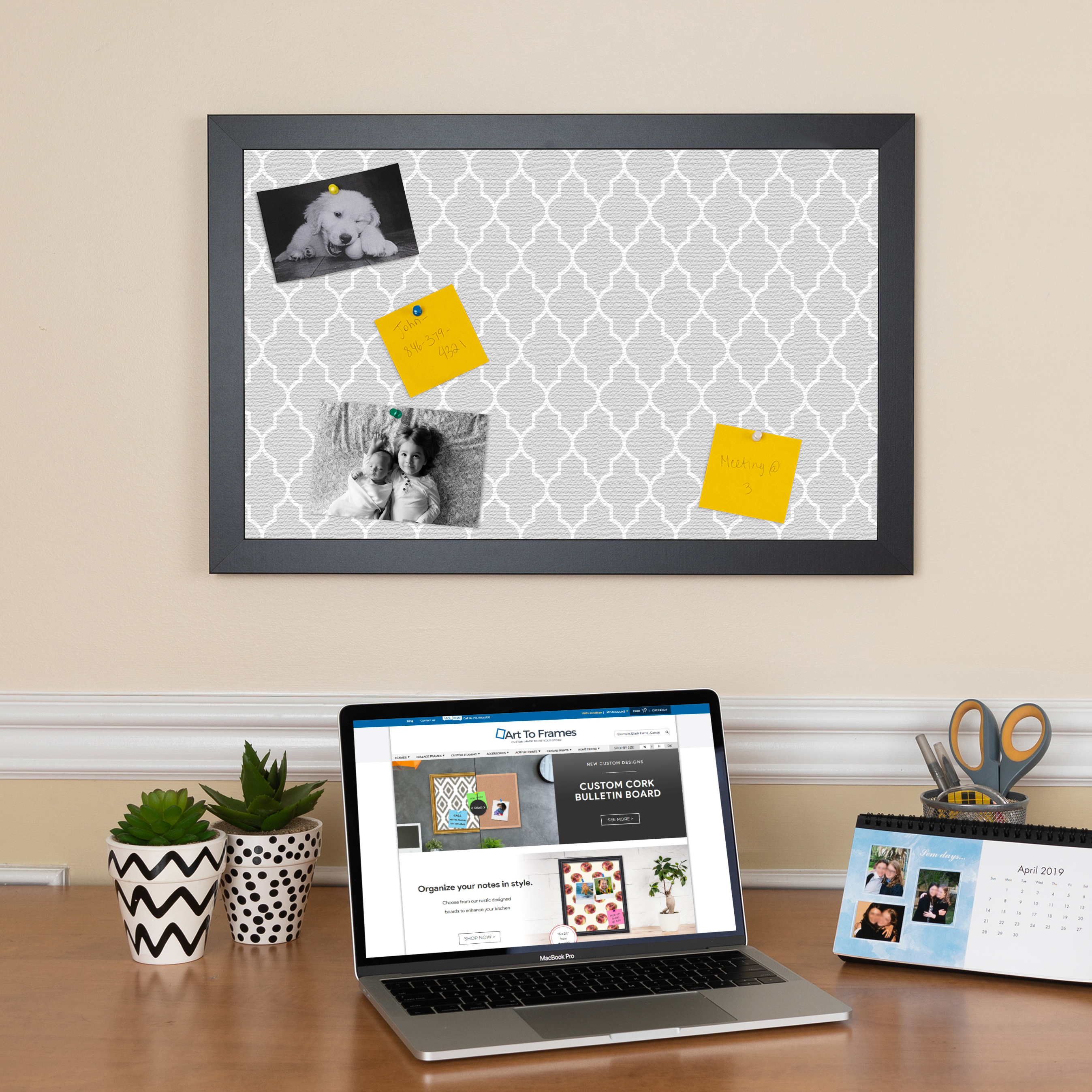 ArtToFrames Custom Cork Bulletin Board Quatrefoil Framed in Satin Black - Picture 71 of 91