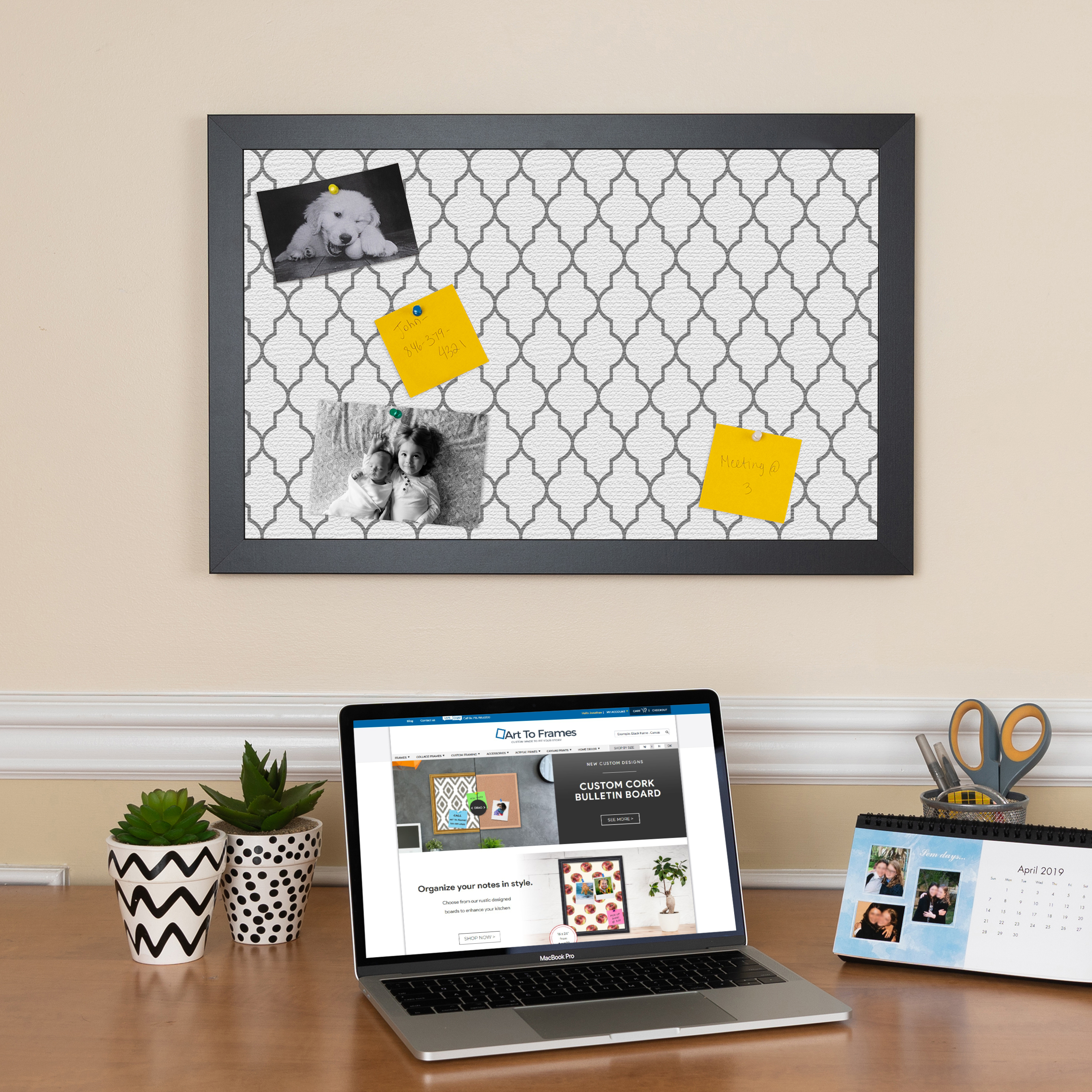 ArtToFrames Custom Cork Bulletin Board Quatrefoil Framed in Satin Black - Picture 85 of 91