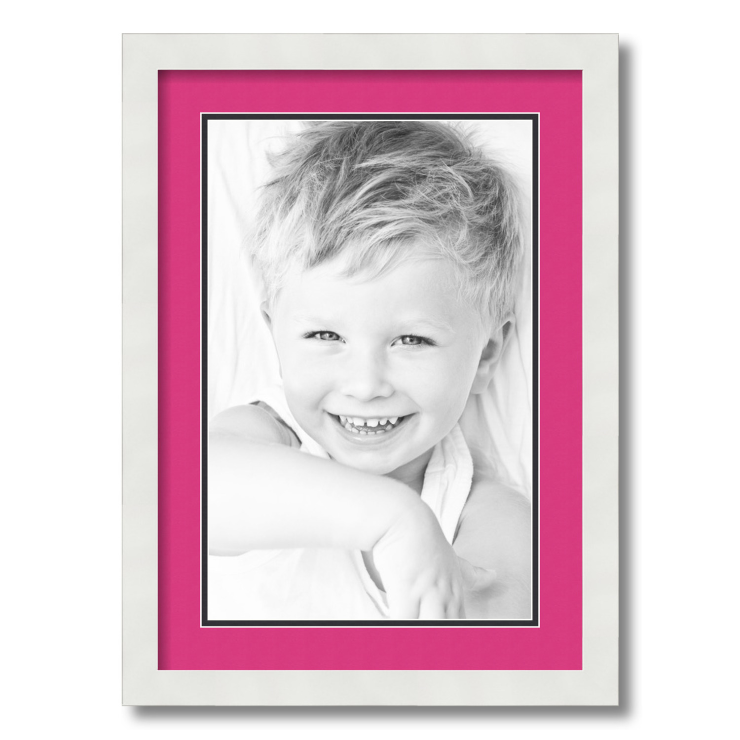 ArtToFrames 15x21 Matted Picture Frame with 11x17 Inch Double Mat Opening Framed in 1.25 Satin White Frame and 2 Tulip and Black Mats. by