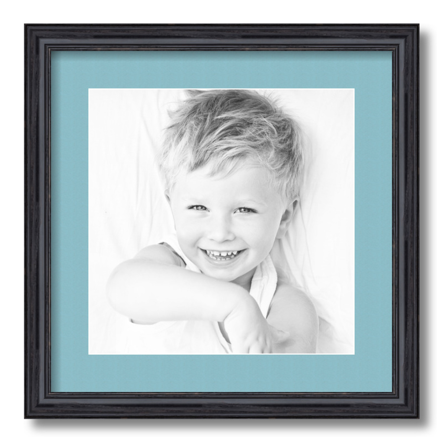 ArtToFrames Matted 16x16 Black Picture Frame with 2" Mat, 12x12 Opening 4083