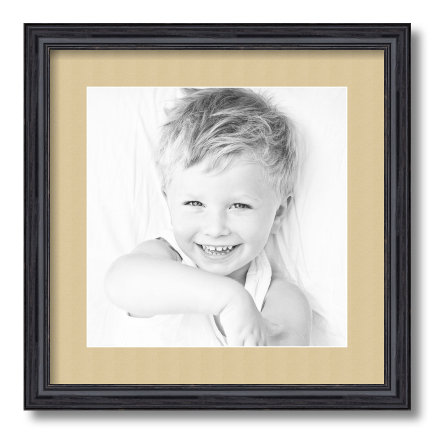 ArtToFrames Matted 16x16 Black Picture Frame with 2" Mat, 12x12 Opening 4083