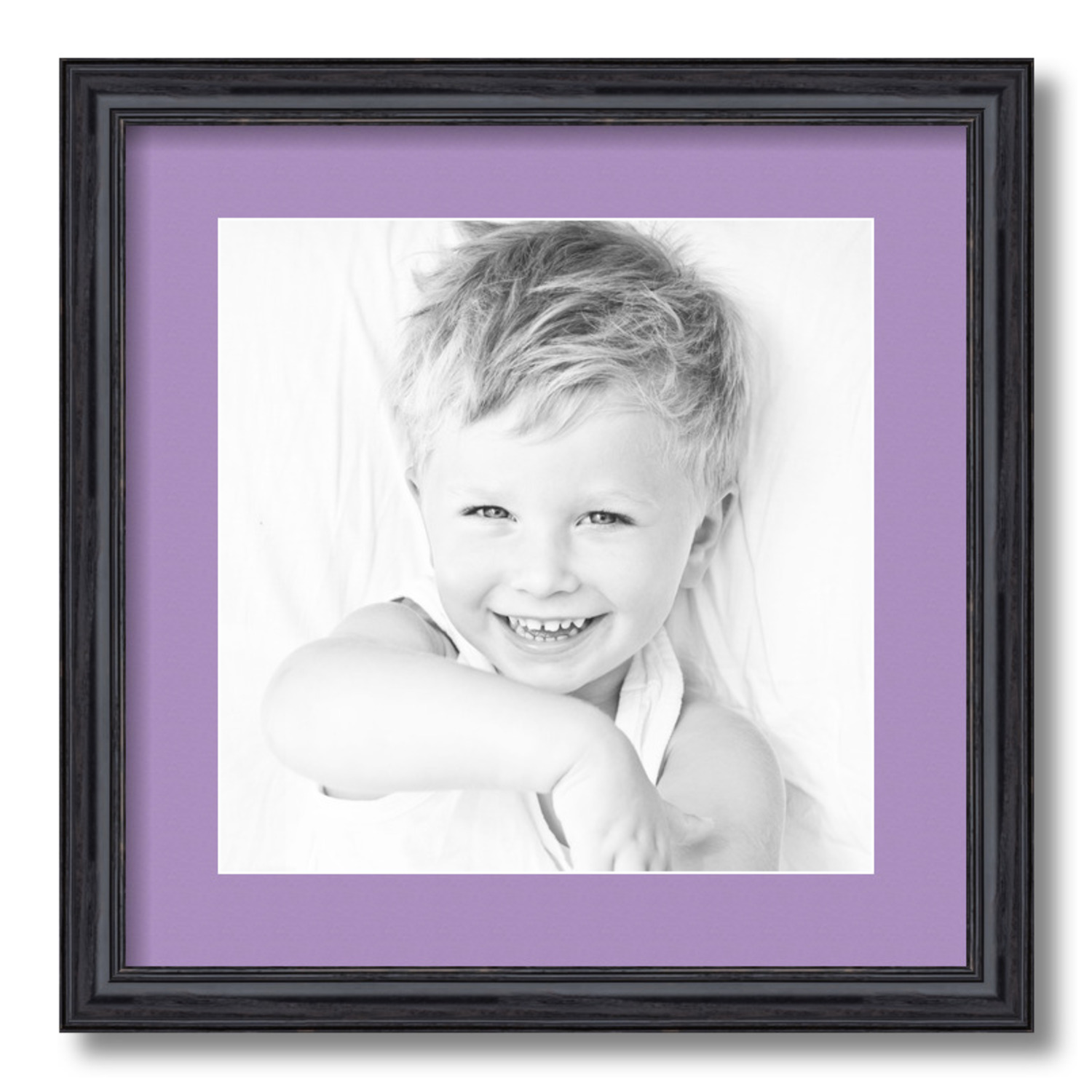 ArtToFrames Matted 16x16 Black Picture Frame with 2" Mat, 12x12 Opening 4083