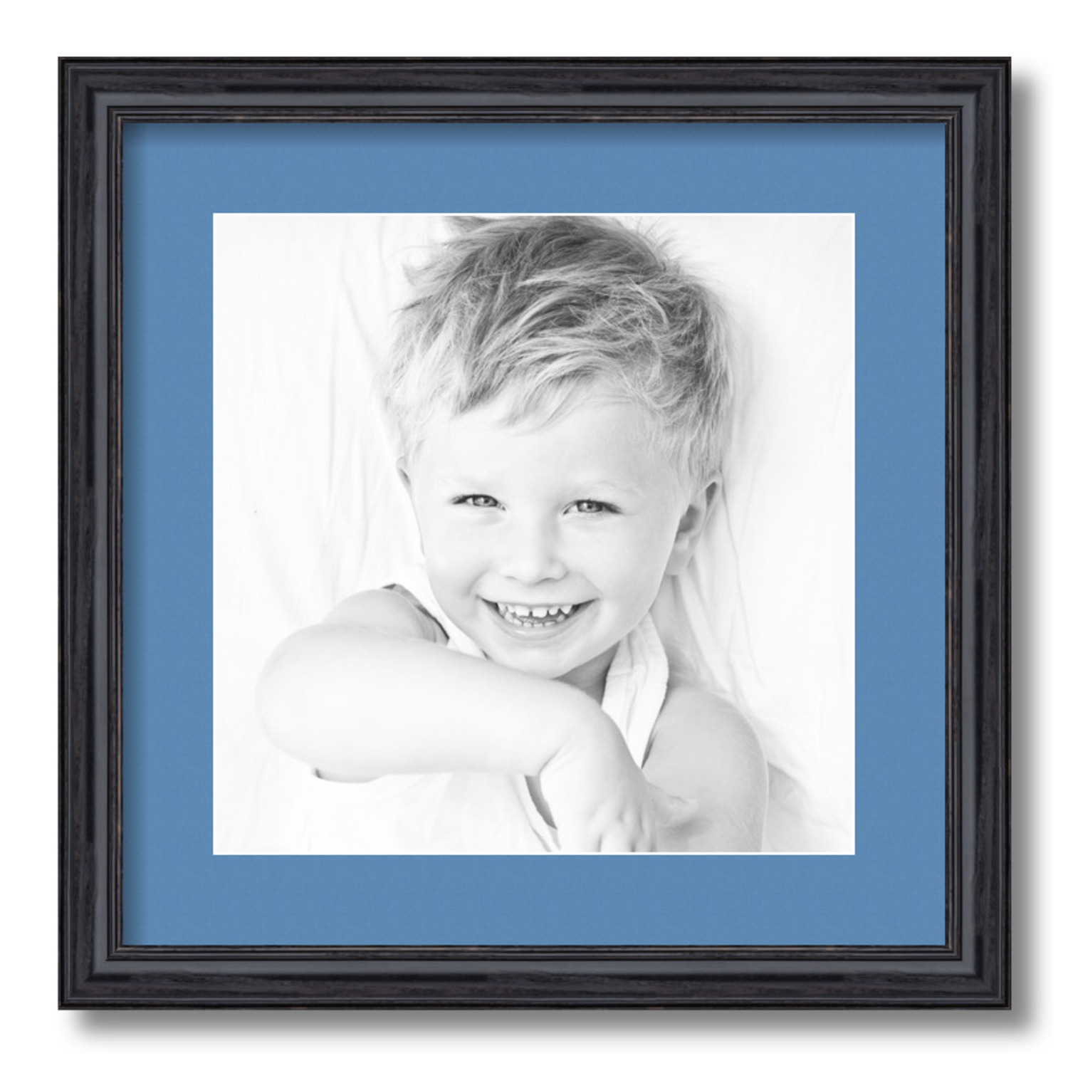 ArtToFrames Matted 16x16 Black Picture Frame with 2" Mat, 12x12 Opening 4083