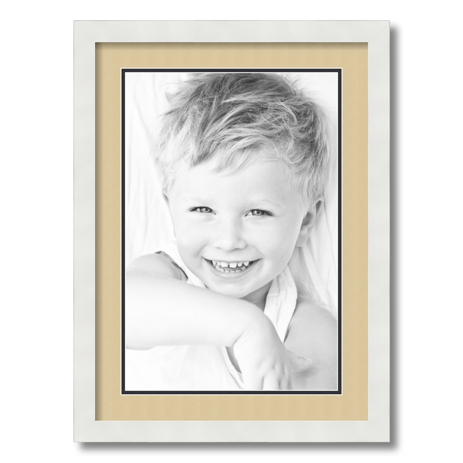 ArtToFrames 16x22 Matted Picture Frame with 12x18 Inch Double Mat Opening Framed in 1.25 Satin White Frame and 2 Green Whisper and Black Mats. by