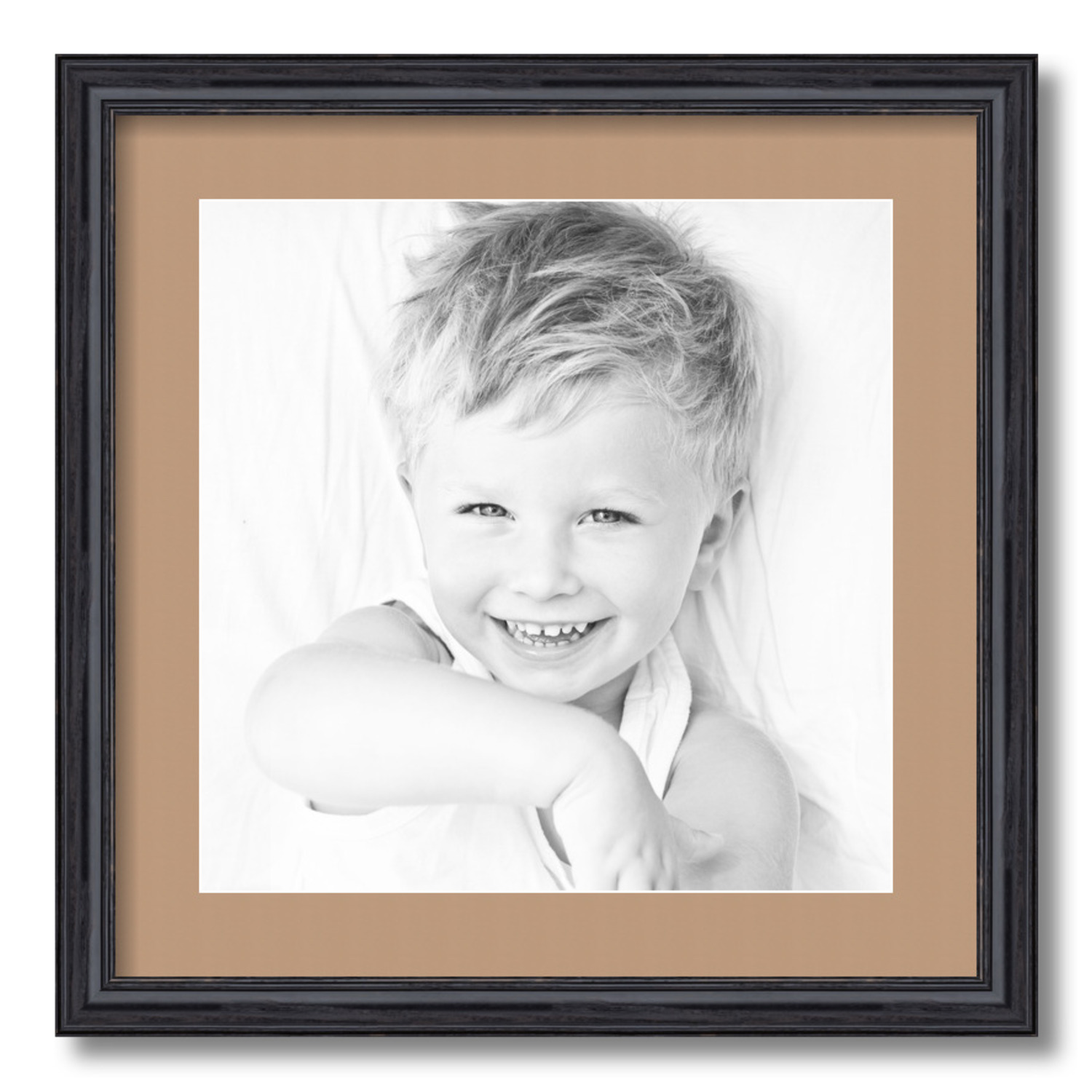 ArtToFrames Matted 18x18 Black Picture Frame with 2" Mat, 14x14 Opening 4083