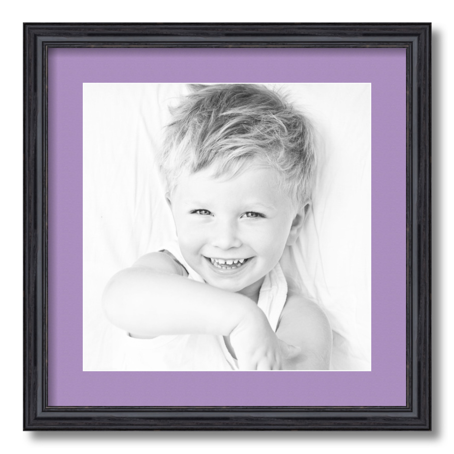 ArtToFrames Matted 18x18 Black Picture Frame with 2" Mat, 14x14 Opening 4083