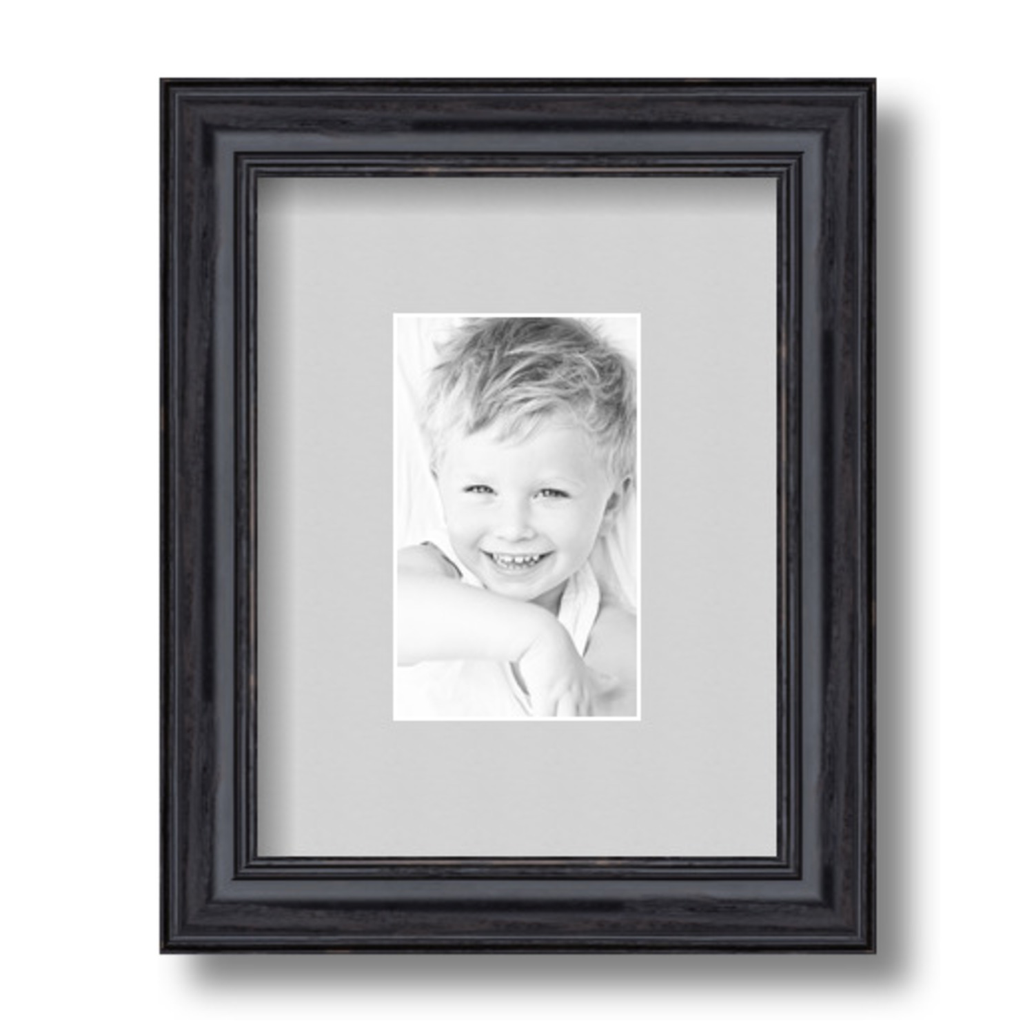 ArtToFrames Matted 7x9 Black Picture Frame with 2" Mat, 3x5 Opening 4083