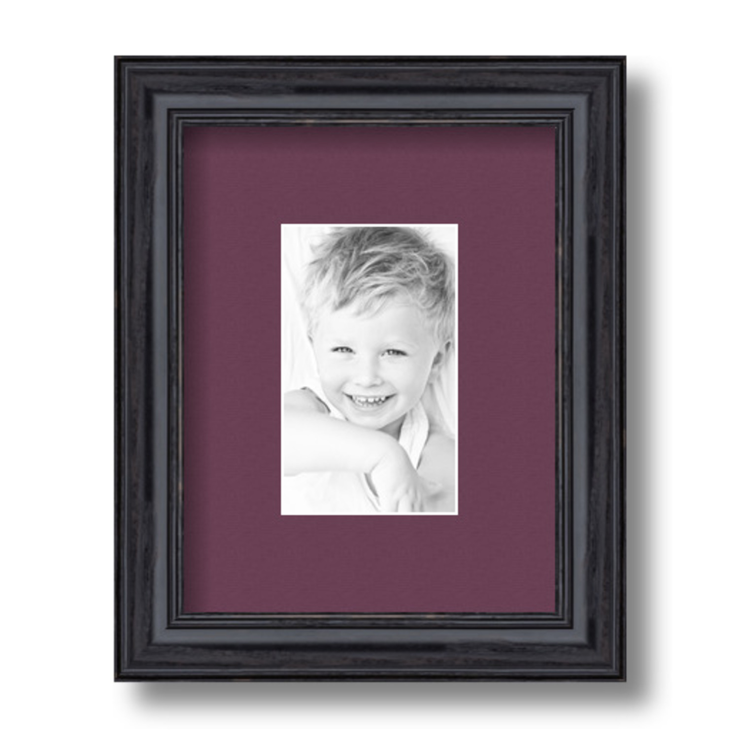 ArtToFrames Matted 7x9 Black Picture Frame with 2" Mat, 3x5 Opening 4083