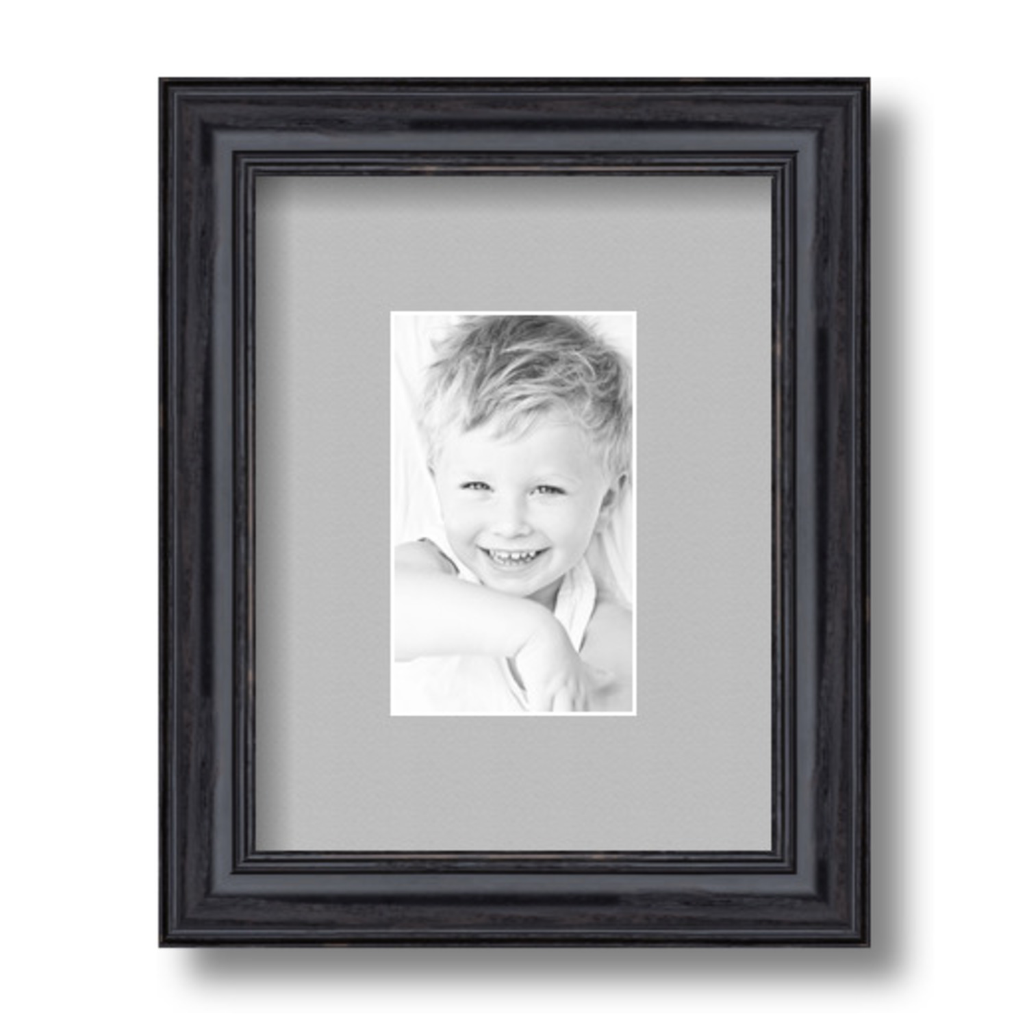 ArtToFrames Matted 7x9 Black Picture Frame with 2" Mat, 3x5 Opening 4083