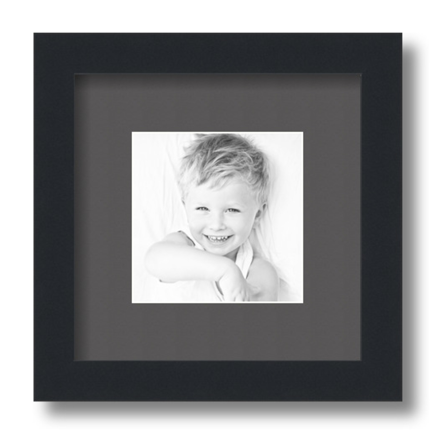 ArtToFrames Matted 9x9 Black Picture Frame with 2" Mat, 5x5 Opening 3926